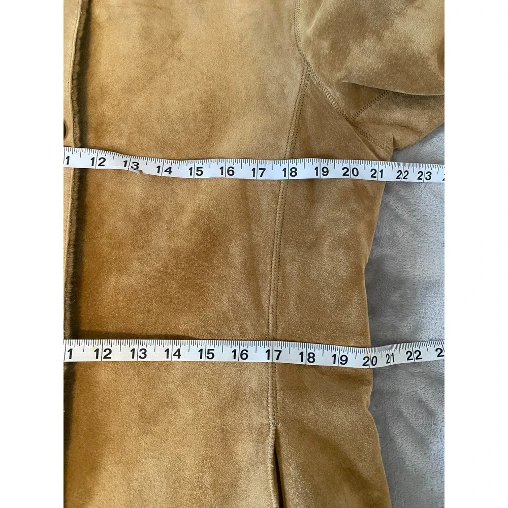 LNR‎ La Nouvelle Renaissance Jacket Sz L Tan Suede Faux Fur Shearling Penny Lane